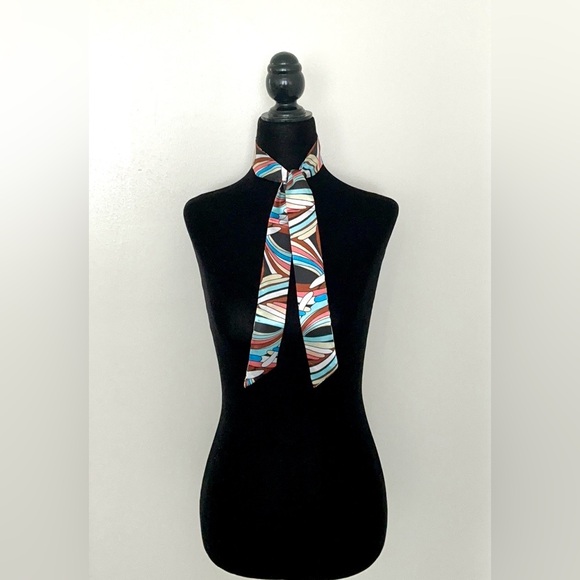 NEW! Multicolor Geometric Pattern Twilly Scarf - Picture 2 of 6